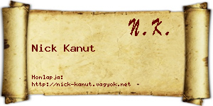 Nick Kanut névjegykártya